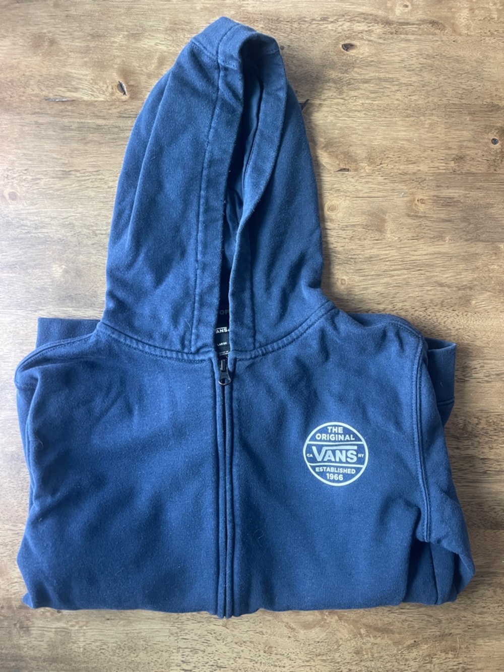 Vans Kids Navy Blue Zip Hoodie with White Circle Logo